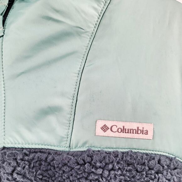 Columbia Winter Pass Fleece Full Zip Jacket Blue & Green Colorblock Women's XL - Picture 6 of 9